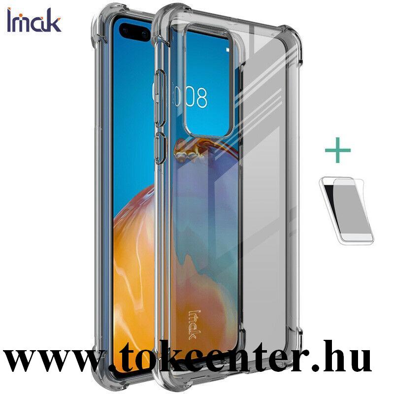 Huawei P40 IMAK szilikon telefonvédő (közepesen ütésálló, légpárnás sarok + képernyővédő fólia) FÜSTSZÍNŰ