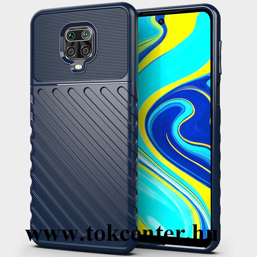 Xiaomi Redmi Note 9 Pro / Xiaomi Redmi Note 9S Szilikon telefonvédő (közepesen ütésálló, csíkos, dombor minta) KÉK