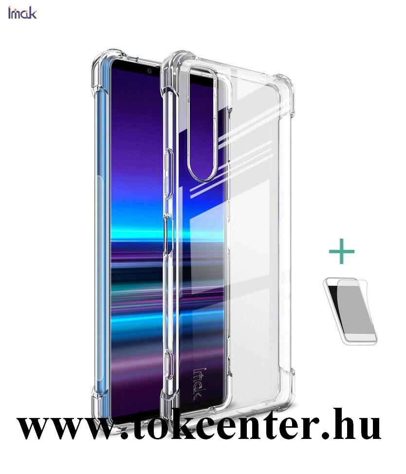 Sony Xperia 1 II (XQ-AT5) IMAK szilikon telefonvédő (közepesen ütésálló, légpárnás sarok + képernyővédő fólia) ÁTLÁTSZÓ