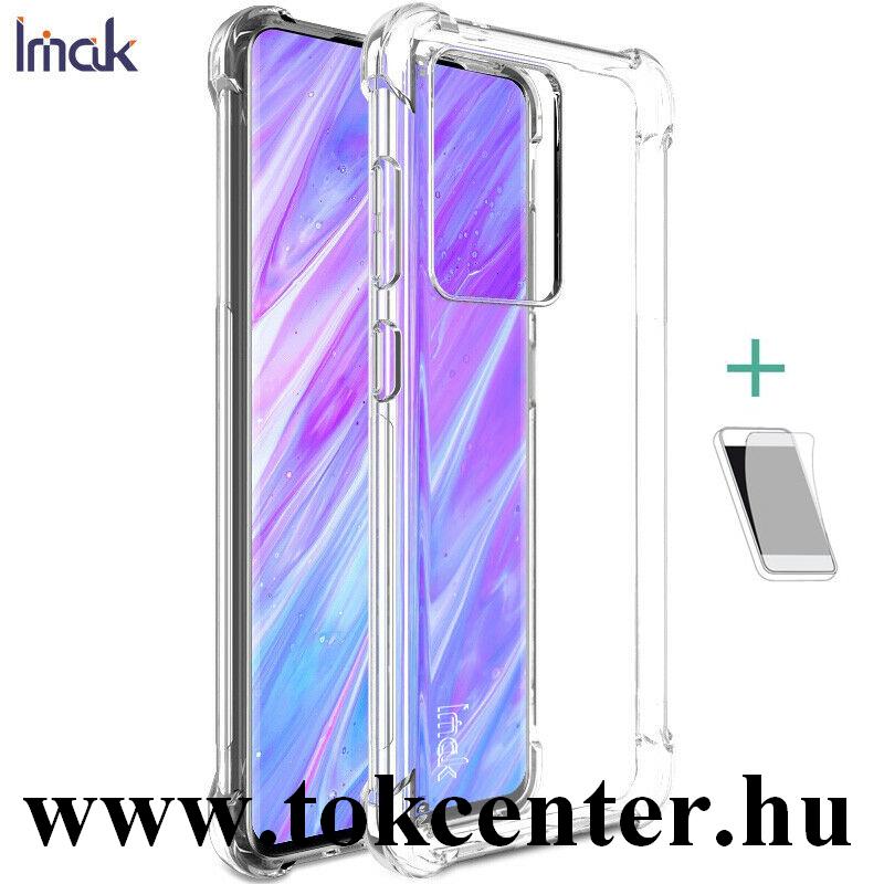 Samsung Galaxy S20 Ultra (SM-G988F) / Galaxy S20 Ultra 5G (SM-G988B) IMAK szilikon telefonvédő (közepesen ütésálló, légpárnás sarok + képernyővédő fólia) ÁTLÁTSZÓ