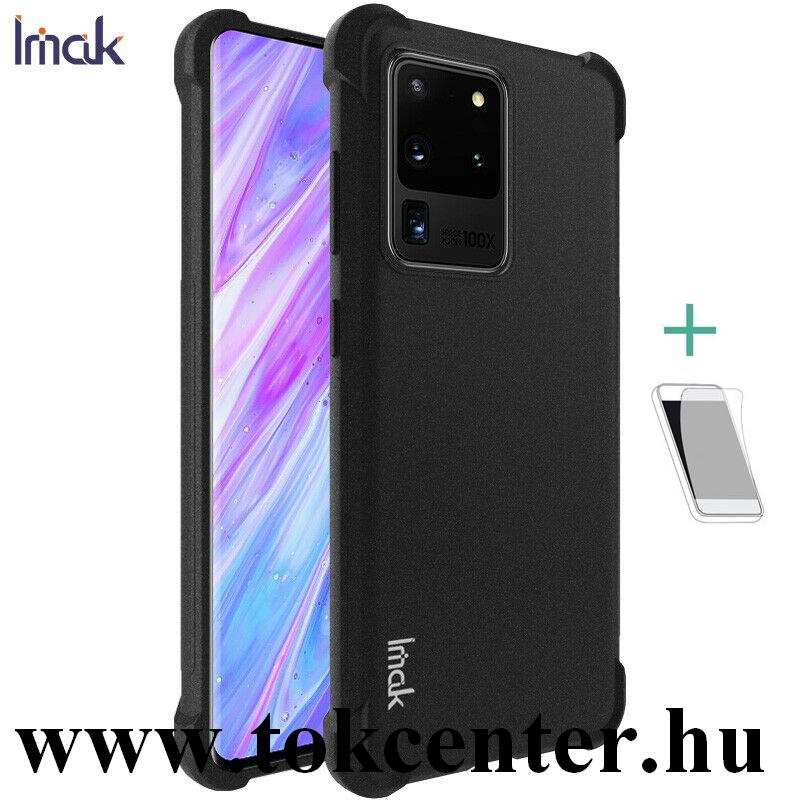 Samsung Galaxy S20 Ultra (SM-G988F) /Galaxy S20 Ultra 5G (SM-G988B) IMAK szilikon telefonvédő (közepesen ütésálló, légpárnás sarok, matt + képernyővédő fólia) FEKETE