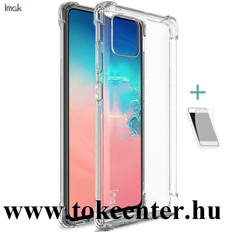 Samsung Galaxy Note 10 Lite (SM-N770F) IMAK szilikon telefonvédő (közepesen ütésálló, légpárnás sarok + képernyővédő fólia) ÁTLÁTSZÓ