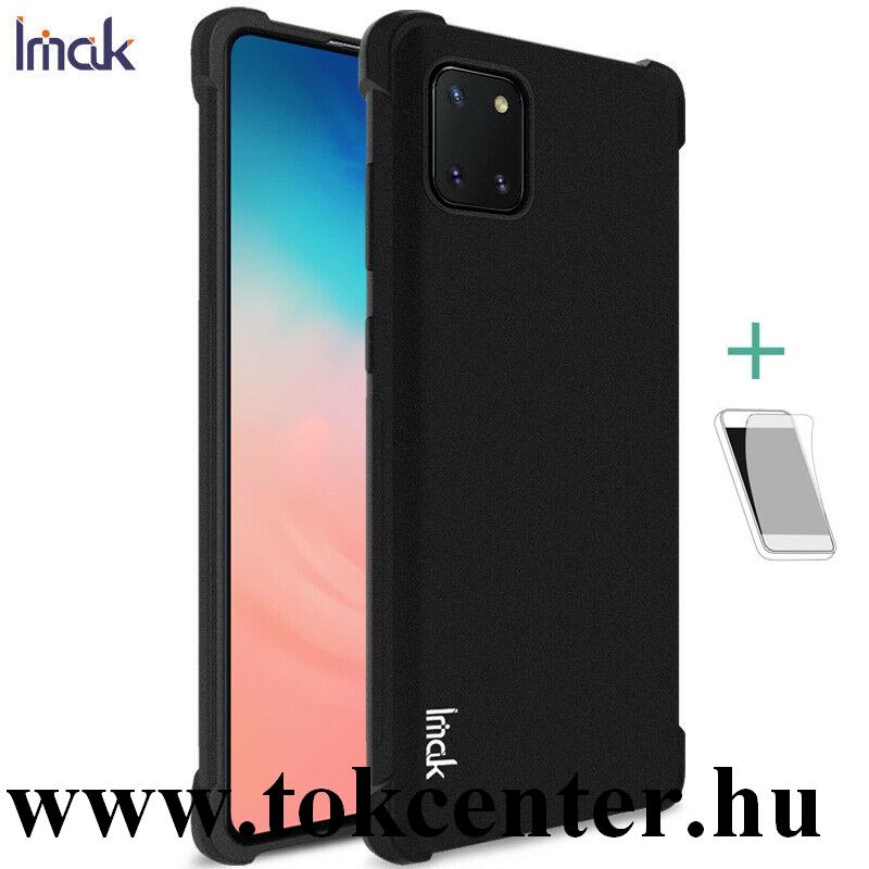 Samsung Galaxy Note 10 Lite (SM-N770F) IMAK szilikon telefonvédő (közepesen ütésálló, légpárnás sarok, matt + képernyővédő fólia) FEKETE