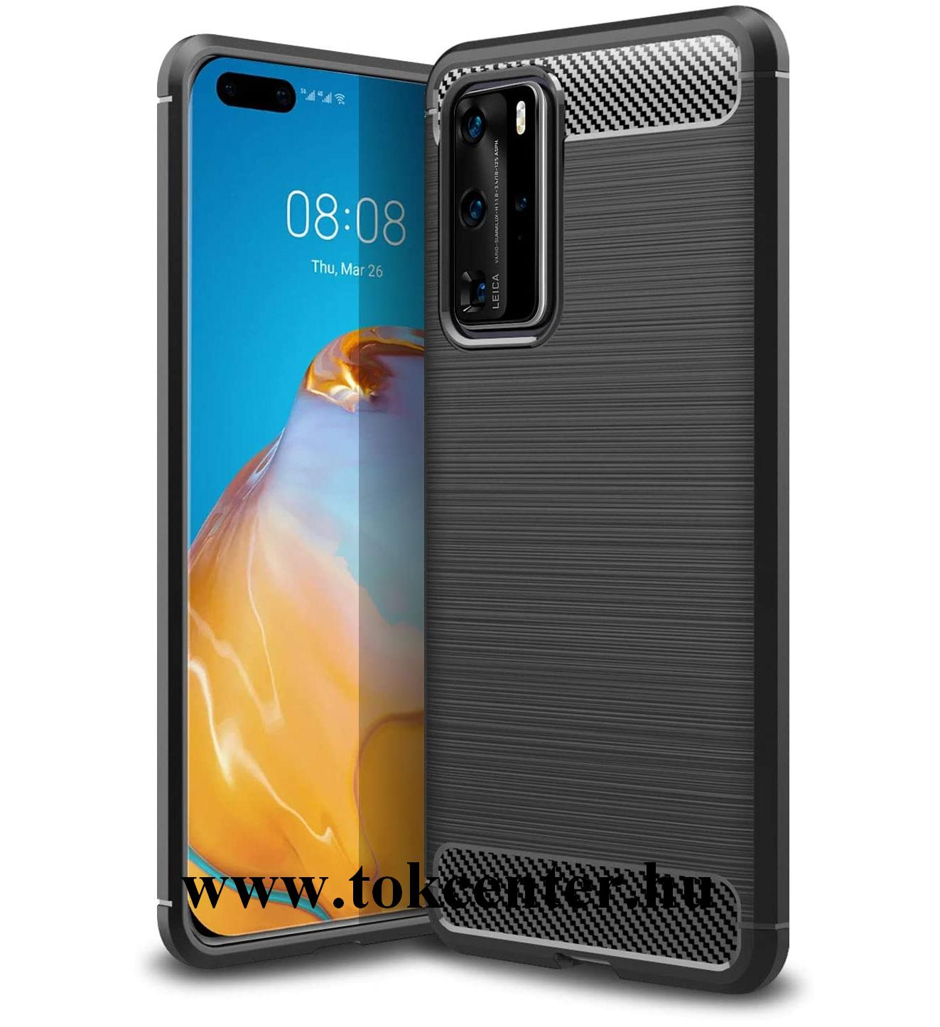 Huawei P40 Pro 5G / Huawei P40 Pro+ 5G Szilikon telefonvédő (közepesen ütésálló, csíkos minta) FEKETE