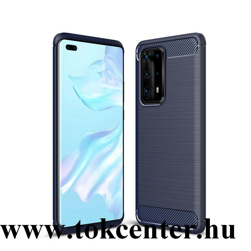 Huawei P40 Pro 5G / Huawei P40 Pro+ 5G Szilikon telefonvédő (közepesen ütésálló, csíkos minta) KÉK