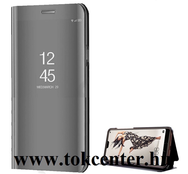 HUAWEI P20 Pro Tok álló (FLIP, oldalra nyíló, asztali tartó funkció, tükrös felület, Mirror View Case) FEKETE