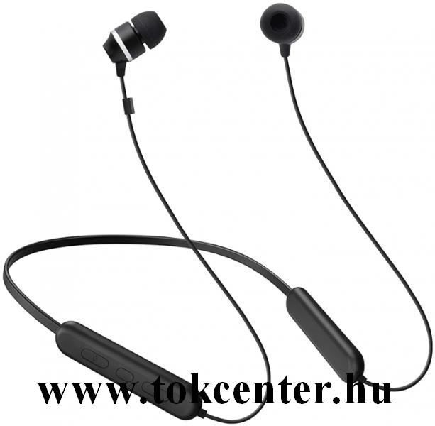 BLUETOOTH fülhallgató SZTEREO (nyakba akasztható, mágneses, mikrofon, felvevő gomb, hangerő szabályzó, SPORT) FEKETE (GP-OAU019SABBW)