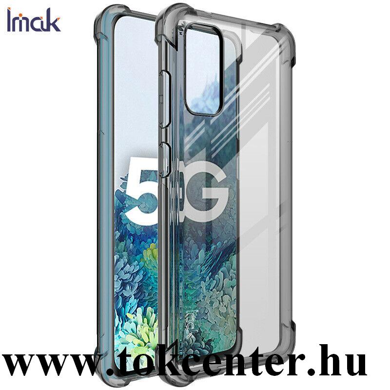 Samsung Galaxy S20 (SM-G980F) / Galaxy S20 5G (SM-G981U) IMAK szilikon telefonvédő (közepesen ütésálló, légpárnás sarok + képernyővédő fólia) FÜSTSZÍNŰ