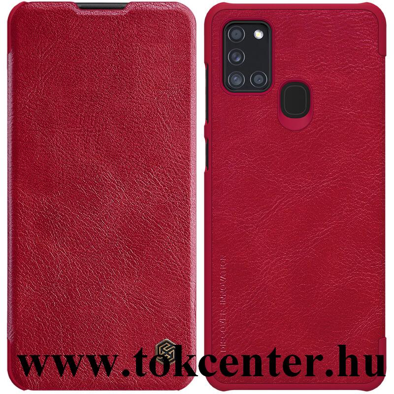 Samsung Galaxy A21s (SM-A217F) NILLKIN QIN tok álló, bőr hatású (FLIP, oldalra nyíló, bankkártya tartó) PIROS