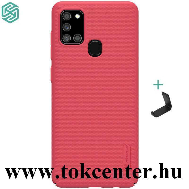 Samsung Galaxy A21s (SM-A217F) NILLKIN SUPER FROSTED műanyag telefonvédő (gumírozott, érdes felület + asztali tartó) PIROS