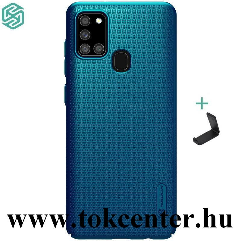 Samsung Galaxy A21s (SM-A217F) NILLKIN SUPER FROSTED műanyag telefonvédő (gumírozott, érdes felület + képernyővédő fólia) PÁVAKÉK