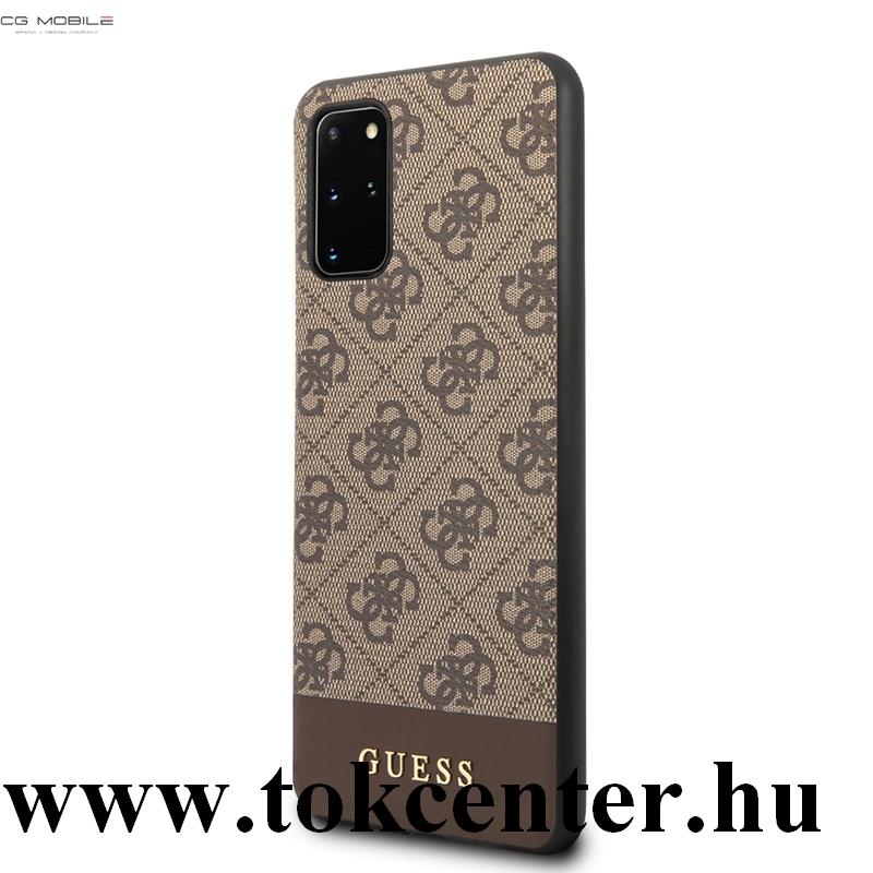 Samsung Galaxy S20 Plus (SM-G985F) / Samsung Galaxy S20 Plus 5G (SM-G986) GUESS 4G Stripe műanyag telefonvédő (textil hátlap) BARNA (GUHCS67G4GLBR)