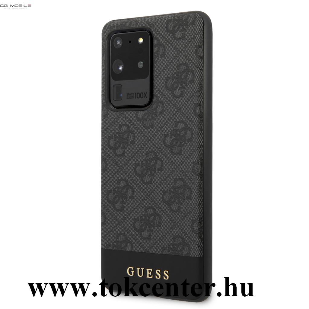 Samsung Galaxy S20 Ultra (SM-G988F) / Galaxy S20 Ultra 5G (SM-G988B) GUESS 4G Stripe műanyag telefonvédő (textil hátlap) SZÜRKE (GUHCS69G4GLGR)
