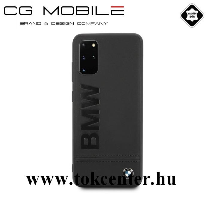 Samsung Galaxy S20 Plus (SM-G985F) / S20 Plus 5G (SM-G986) BMW SIGNATURE IMPRINT LOGO műanyag telefonvédő (valódi bőr bevonat) FEKETE (BMHCS67LLSB)