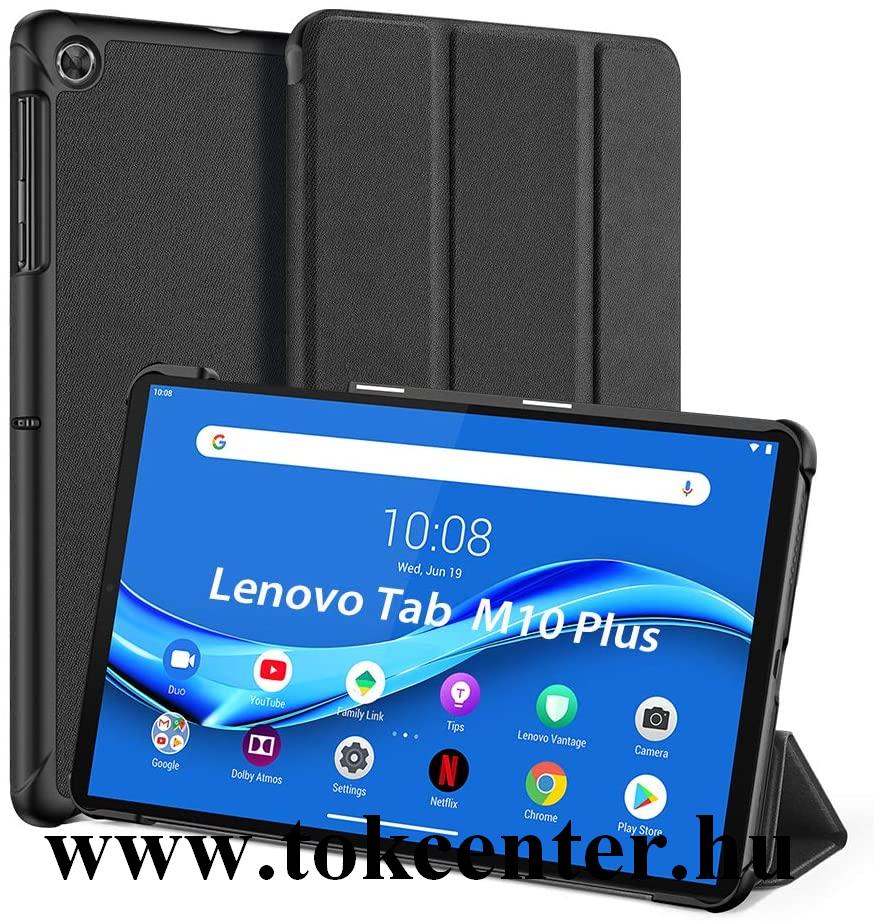 Lenovo Tab M10 FHD Plus (TB-X606X) / Lenovo Tab M10 Plus (TB-X606F) DUX DUCIS tok álló, bőr hatású (aktív flip, oldalra nyíló, TRIFOLD asztali tartó funkció) FEKETE
