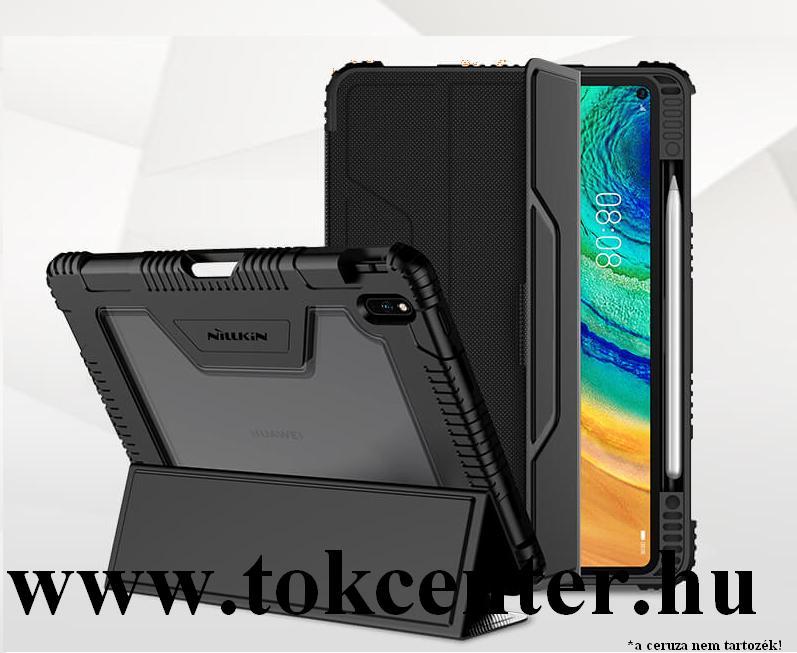 Huawei MatePad Pro LTE (MRX-AL19) /  WIFI (MRX-W19) NILLKIN BUMPER műanyag telefonvédő (aktív flip, szilikon keret, közepesen ütésálló, asztali tartó funkció) FEKETE