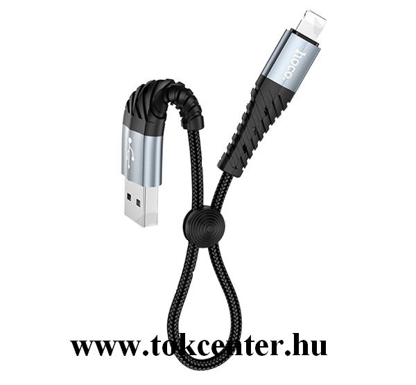 HOCO X38 adatátvitel adatkábel és töltő (Lightning 8-pin, 25 cm, csavarodás elleni védelem) FEKETE