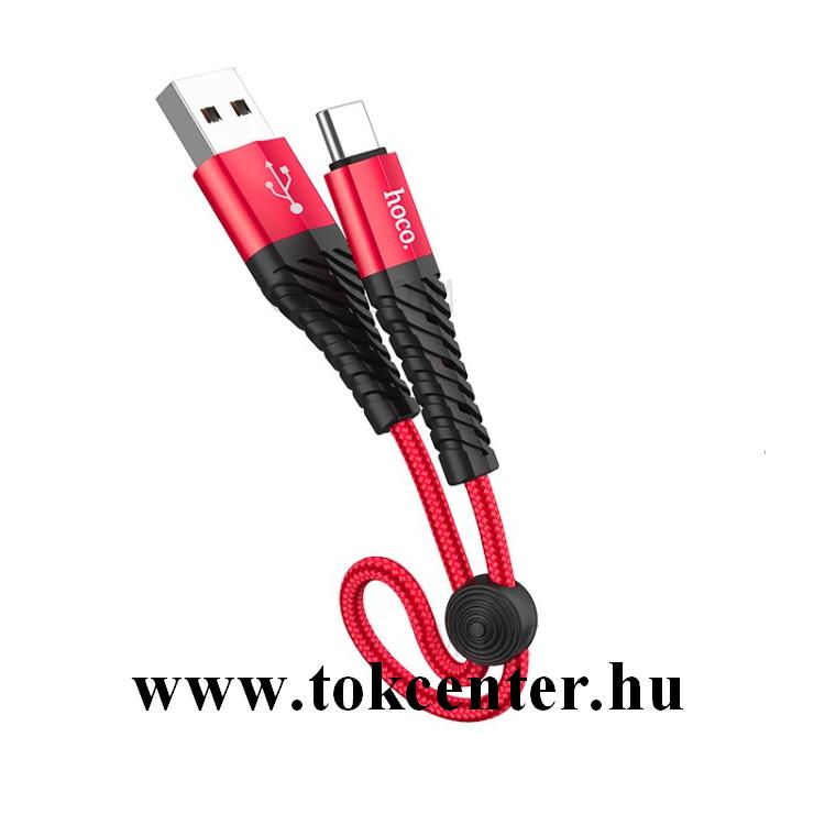 HOCO X38 adatátvitel adatkábel és töltő (Type-C, 25 cm, csavarodás elleni védelem) PIROS
