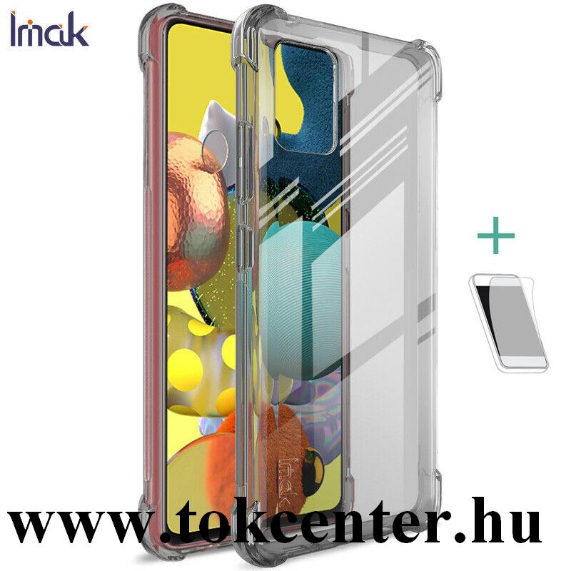 Samsung Galaxy A51 (SM-A515F) IMAK szilikon telefonvédő (közepesen ütésálló, légpárnás sarok + képernyővédő fólia) FÜSTSZÍNŰ
