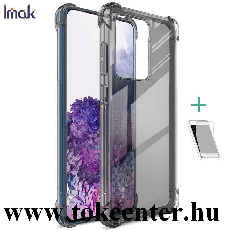 Samsung Galaxy S20 Ultra 5G (SM-G988B) IMAK szilikon telefonvédő (közepesen ütésálló, légpárnás sarok + képernyővédő fólia) FÜSTSZÍNŰ