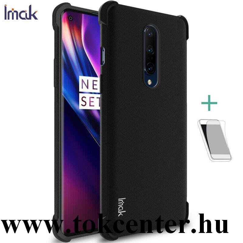OnePlus 8 5G IMAK szilikon telefonvédő (közepesen ütésálló, légpárnás sarok, matt + képernyővédő fólia) FEKETE