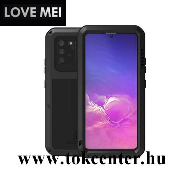 Samsung Galaxy S10 Lite (SM-G770F) LOVE MEI Powerful defender telefonvédő gumi (ütésálló, fém keret + Gorilla Glass üveg) FEKETE