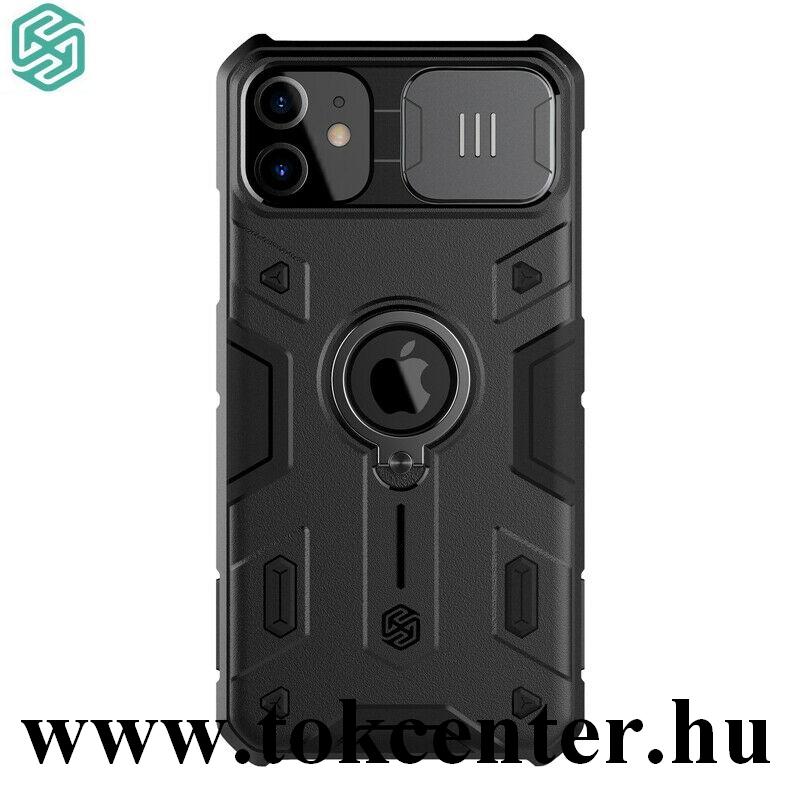 Apple iPhone 11 NILLKIN CAMSHIELD ARMOR defender műanyag telefonvédő (közepesen ütésálló, szilikon belső, telefontartó gyűrű) FEKETE