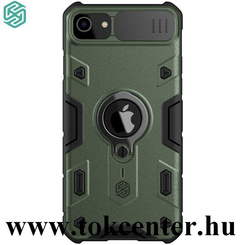 Apple iPhone 7 4.7 / Apple iPhone 8 4.7 / Apple iPhone SE (2020) NILLKIN CAMSHIELD ARMOR defender műanyag telefonvédő (közepesen ütésálló, szilikon belső, telefontartó gyűrű) SÖTÉTZÖLD