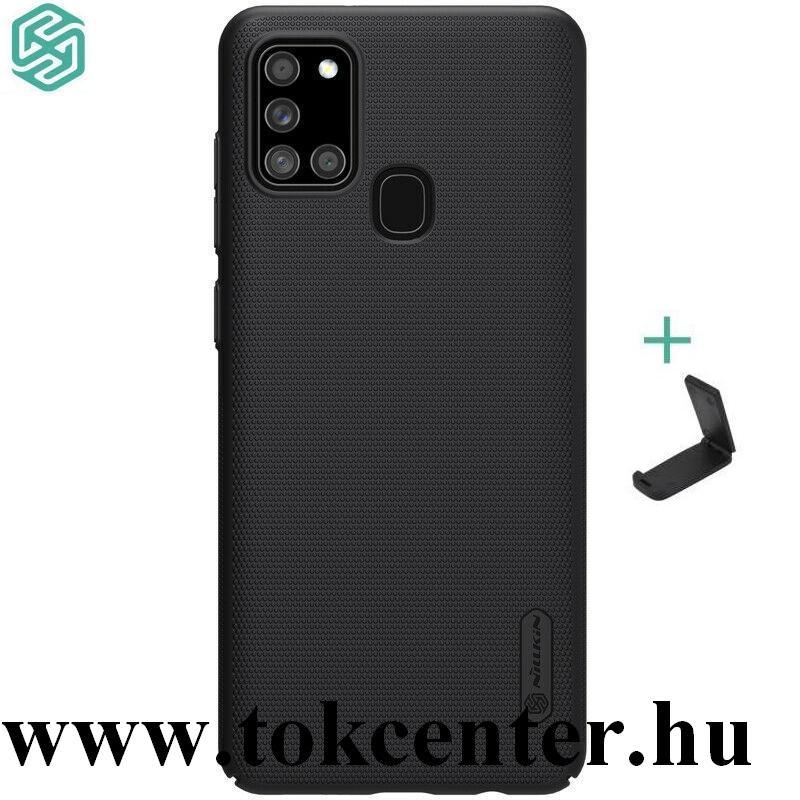 Samsung Galaxy M21 (SM-M215f) NILLKIN SUPER FROSTED műanyag telefonvédő (gumírozott, érdes felület + asztali tartó) FEKETE
