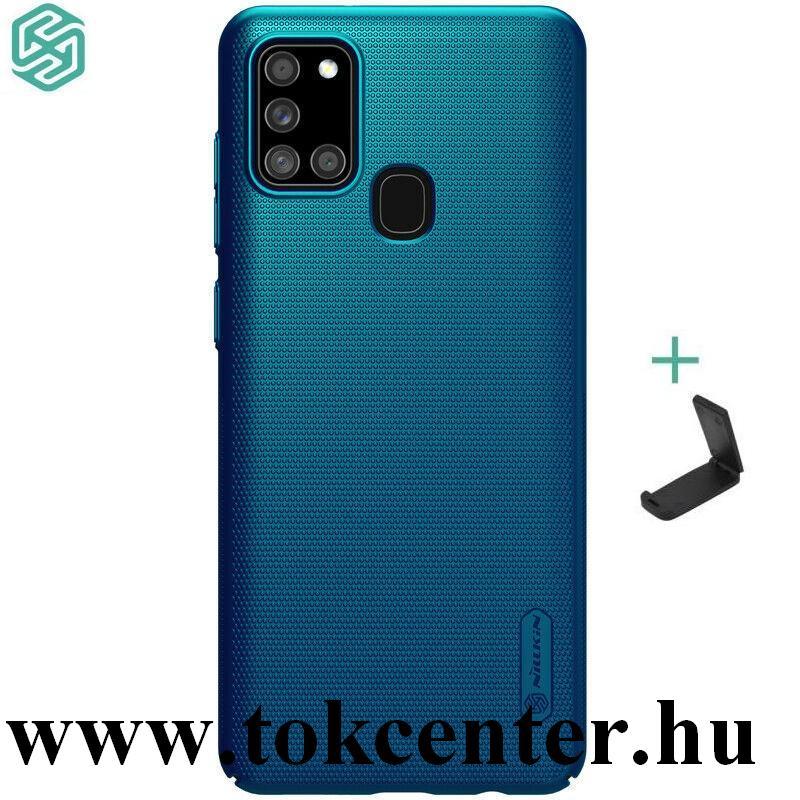 Samsung Galaxy M21 (SM-M215f) NILLKIN SUPER FROSTED műanyag telefonvédő (gumírozott, érdes felület + asztali tartó) SÖTÉTKÉK