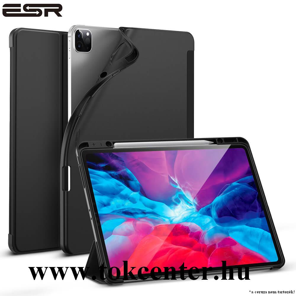 Apple IPAD Pro 12.9 (2018) / Apple IPAD Pro 12.9 (2020) ESR REBOUND PENCIL tok álló, bőr hatású (FLIP, oldalra nyíló, TRIFOLD asztali tartó funckió, Apple Pencil tartó) FEKETE