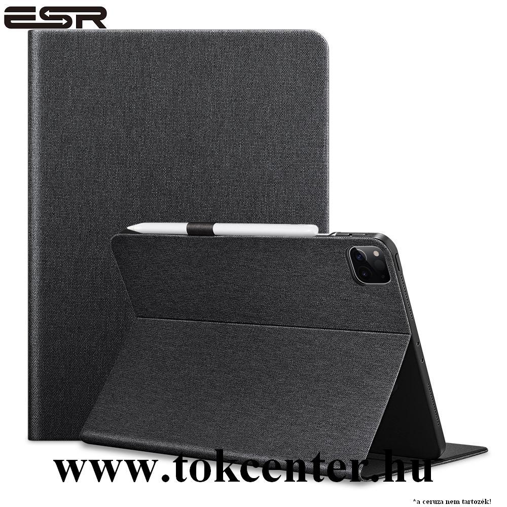 Apple IPAD Pro 12.9 (2018) / Apple IPAD Pro 12.9 (2020) ESR URBAN PREMIUM tok álló, bőr hatású (FLIP, oldalra nyíló, asztali tartó, Apple Pencil tartó, textil minta) FEKETE
