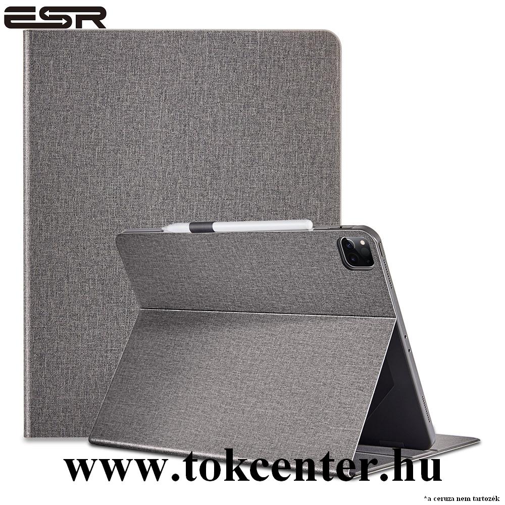 Apple IPAD Pro 11 (2018) / Apple IPAD Pro 11 (2020) ESR URBAN PREMIUM tok álló, bőr hatású (FLIP, oldalra nyíló, asztali tartó, Apple Pencil tartó, textil minta) SZÜRKE