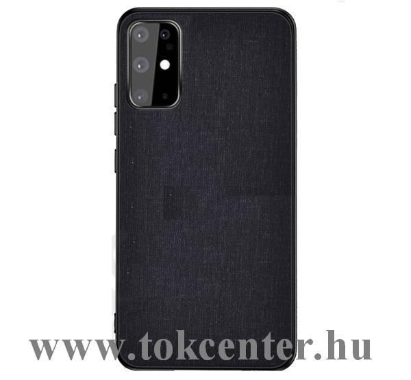 Samsung Galaxy S20 (SM-G980F) / Samsung Galaxy S20 5G (SM-G981U) Műanyag telefonvédő (közepesen ütésálló, szilikon keret, textil hátlap) FEKETE