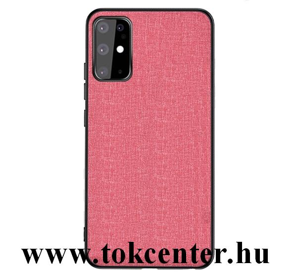 Samsung Galaxy S20 (SM-G980F) / Samsung Galaxy S20 5G (SM-G981U) Műanyag telefonvédő (közepesen ütésálló, szilikon keret, textil hátlap) RÓZSASZÍN