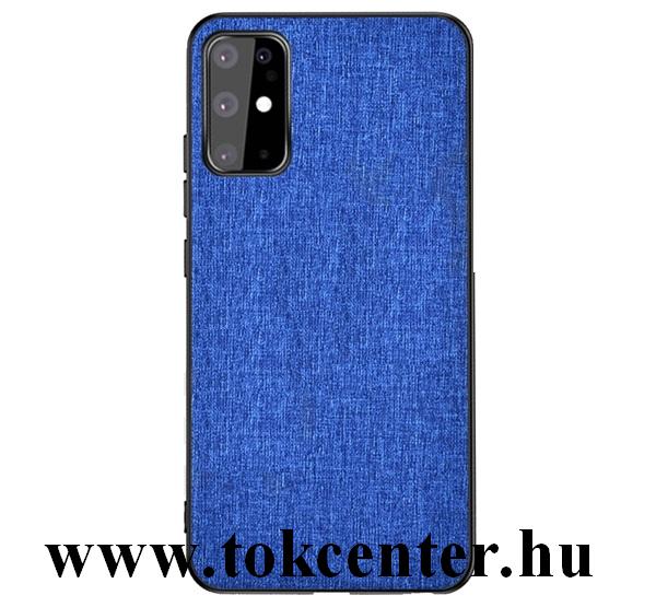 Samsung Galaxy S20 (SM-G980F) / Samsung Galaxy S20 5G (SM-G981U) Műanyag telefonvédő (közepesen ütésálló, szilikon keret, textil hátlap) SÖTÉTKÉK