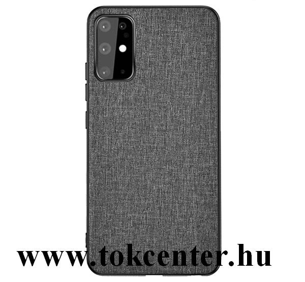 Samsung Galaxy S20 (SM-G980F) / Samsung Galaxy S20 5G (SM-G981U) Műanyag telefonvédő (közepesen ütésálló, szilikon keret, textil hátlap) SZÜRKE