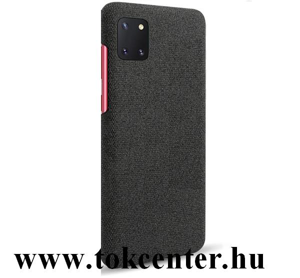 Samsung Galaxy Note 10 Lite (SM-N770F) Műanyag telefonvédő (textil hátlap) FEKETE