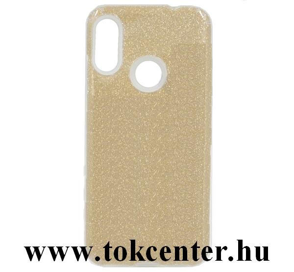 Xiaomi Redmi Note 7 Telefonvédő gumi / szilikon (műanyag belső, csillogó hátlap) ARANY