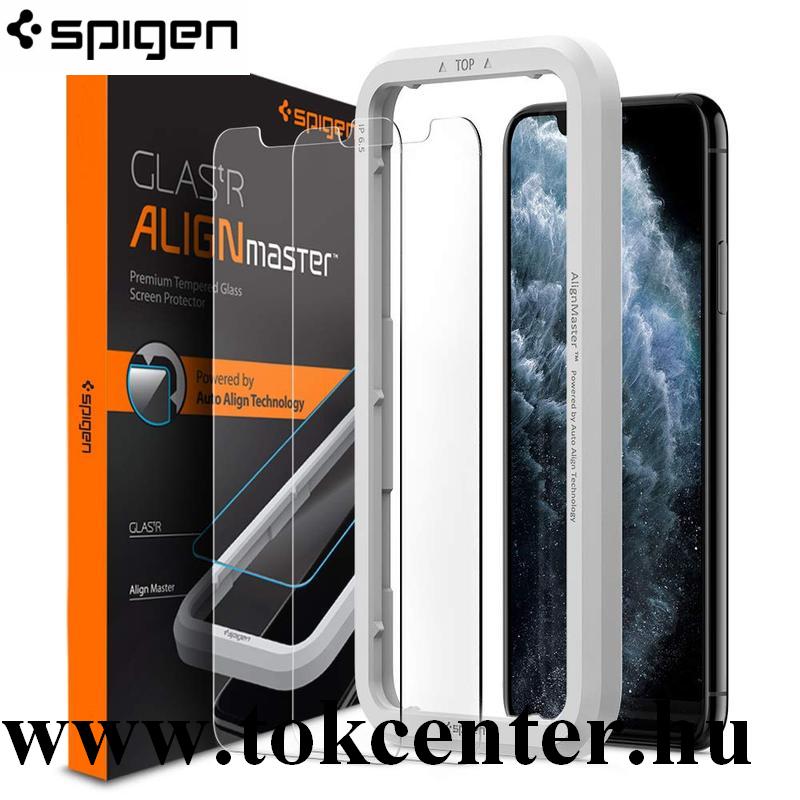 Apple iPhone 11 Pro Max / Apple iPhone XS Max 6.5 SPIGEN GLASTR ALIGNMASTER képernyővédő üveg (2 db, 2.5D full cover, íves, karcálló, 0.2mm, 9H + keret) ÁTLÁTSZÓ (AGL00093)