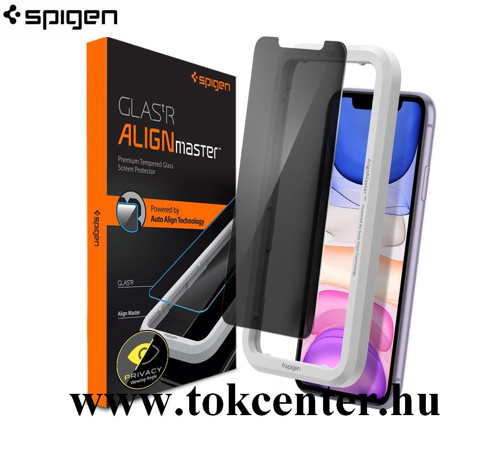 Apple iPhone 11 SPIGEN GLASTR ALIGNMASTER képernyővédő üveg (2.5D full cover, karcálló, betekintés ellen, 0.2mm, 9H + keret) ÁTLÁTSZÓ (AGL00103)