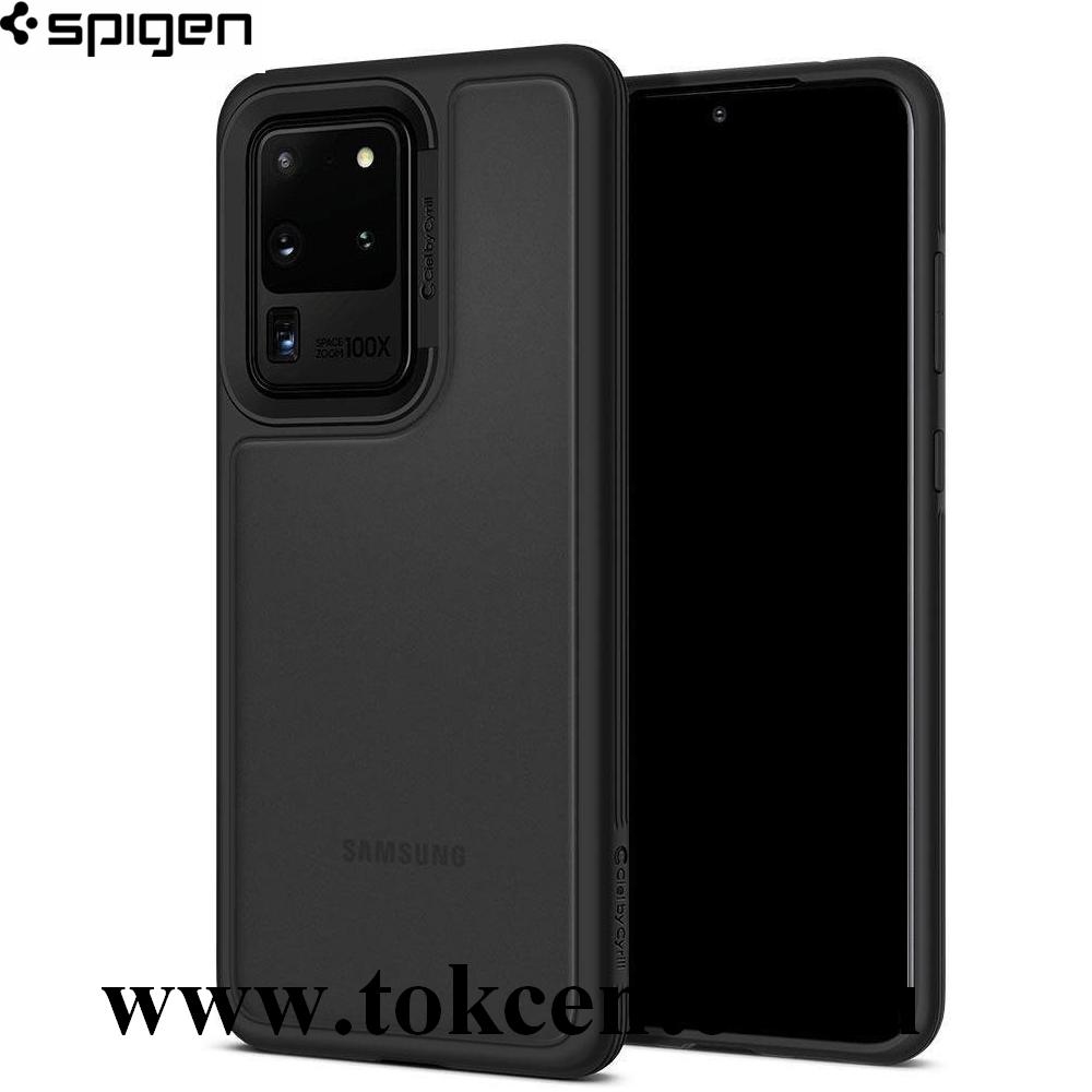 Samsung Galaxy S20 Ultra (SM-G988F) / S20 Ultra 5G (SM-G988B) SPIGEN CIEL BRICK telefonvédő szilikon keret (BUMPER, közepesen ütésálló, légpárnás keret, akril hátlap) FEKETE (ACS00726)