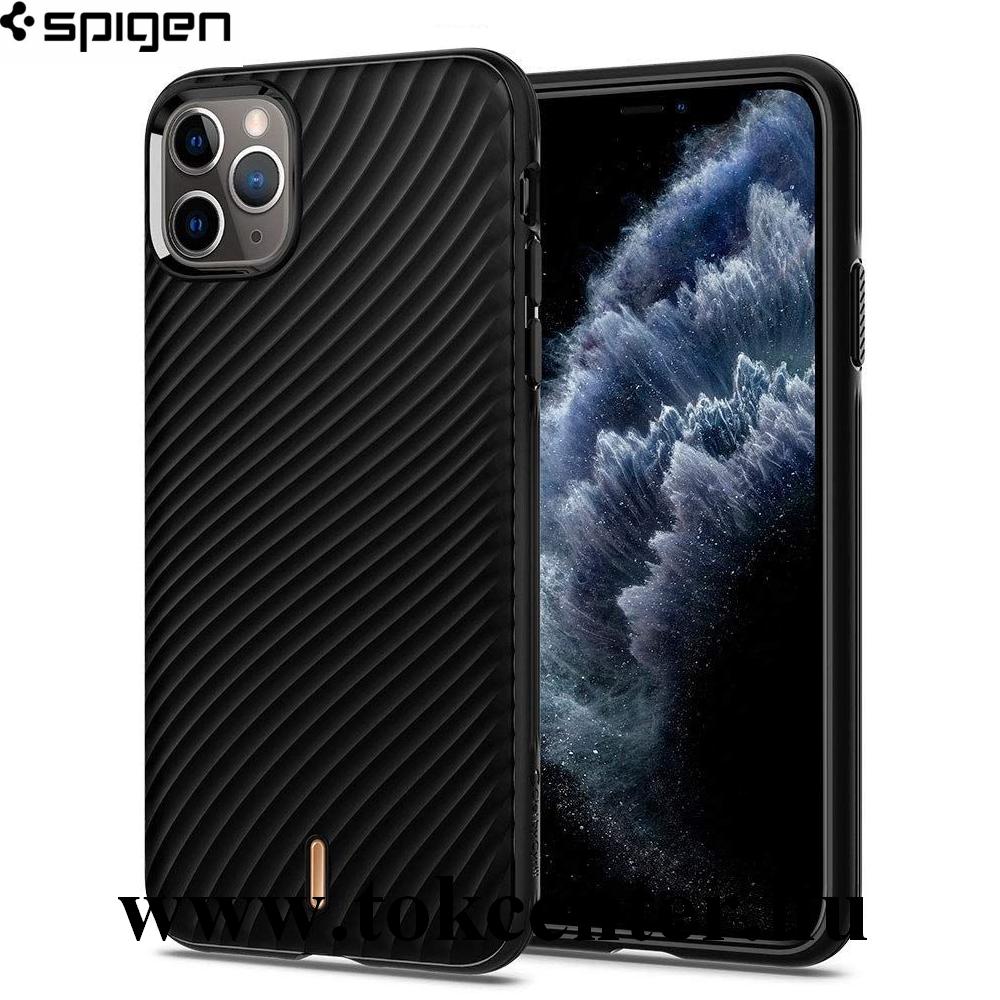 Apple iPhone 11 Pro Max SPIGEN CIEL Wave telefonvédő szilikon keret (BUMPER, közepesen ütésálló, légpárnás keret, hullám minta) FEKETE (075CS27175)