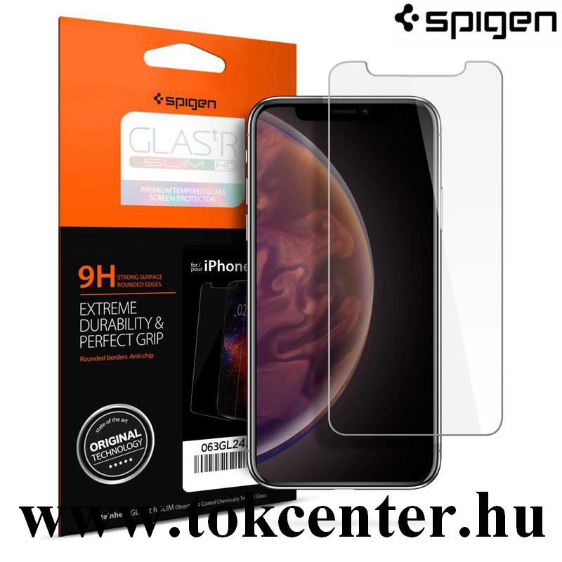 Apple iPhone X 5.8 / Apple iPhone XS 5.8 SPIGEN GLASTR SLIM HD képernyővédő üveg (2.5D full cover, íves, tok barát, karcálló, 0.2mm, 9H) ÁTLÁTSZÓ (063GL24514)