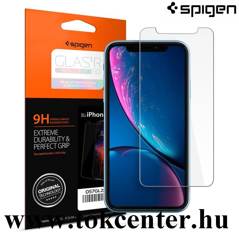 Apple iPhone XR 6.1 SPIGEN GLASTR SLIM HD képernyővédő üveg (2.5D full cover, íves, tok barát, karcálló, 0.2mm, 9H) ÁTLÁTSZÓ (064GL24527)