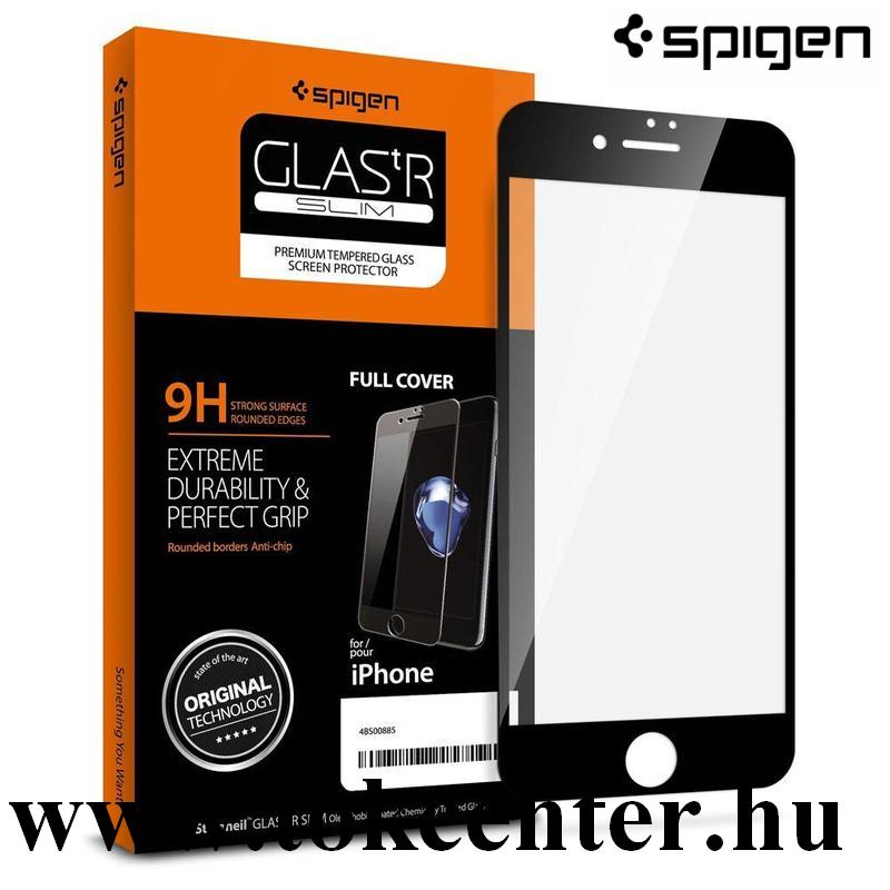Apple iPhone 7 4.7 / Apple iPhone 8 4.7 / Apple iPhone SE (2020) SPIGEN GLASTR SLIM HD képernyővédő üveg (3D full cover, íves, karcálló, tok barát, 0.33mm, 9H) FEKETE (AGL01314)