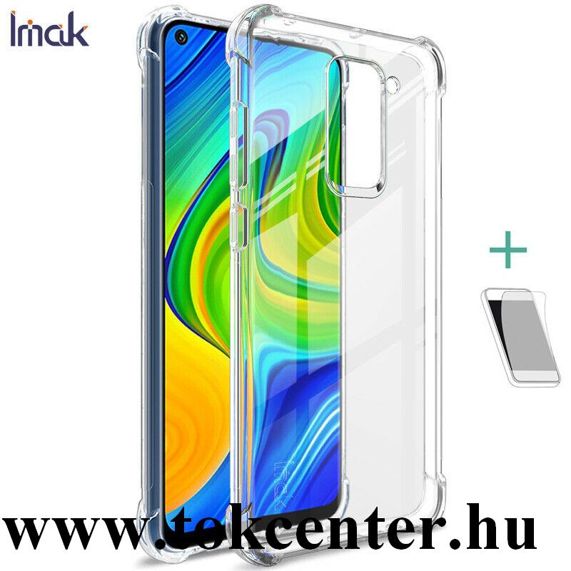 Xiaomi Redmi Note 9 IMAK szilikon telefonvédő (közepesen ütésálló, légpárnás sarok + képernyővédő fólia) ÁTLÁTSZÓ