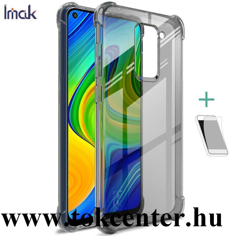 Xiaomi Redmi Note 9 IMAK szilikon telefonvédő (közepesen ütésálló, légpárnás sarok + képernyővédő fólia) SZÜRKE