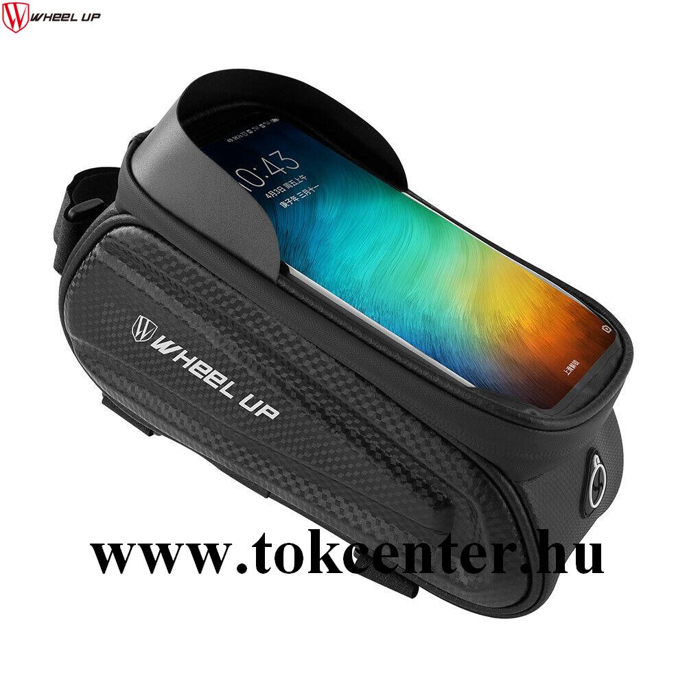WHEEL UP kerékpáros tartó (napellenző, vázra rögzíthető, cipzár, vízálló, karbon minta, 7'' méret) FEKETE