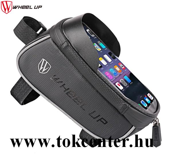 WHEEL UP kerékpáros tartó (napellenző, vázra rögzíthető, cipzár, vízálló, 6.2'' méret) FEKETE
